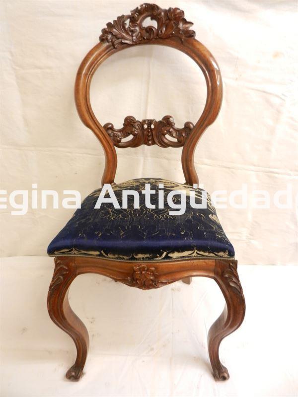 Antigua silla isabelina en madera de caoba - Imagen 1